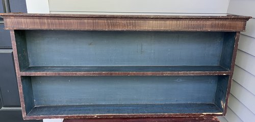 Shallow Early 19th C Hanging Shelves Blue Paint