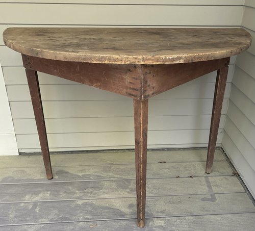 Early19th C Demi Lune Table Red Wash