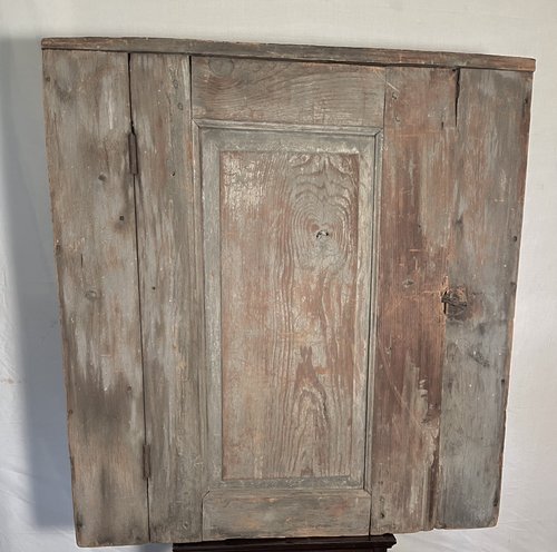 Early19th Century Raised Panel Gray Paint Cupboard
