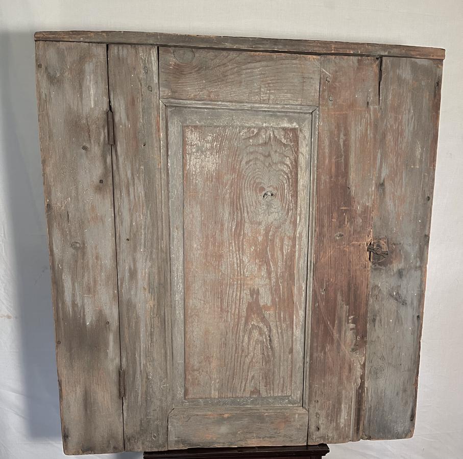 Early19th Century Raised Panel Gray Paint Cupboard