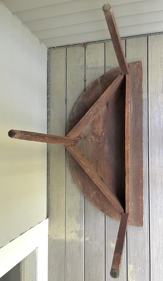 Early19th C Demi Lune Table Red Wash
