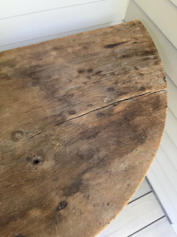 Early19th C Demi Lune Table Red Wash