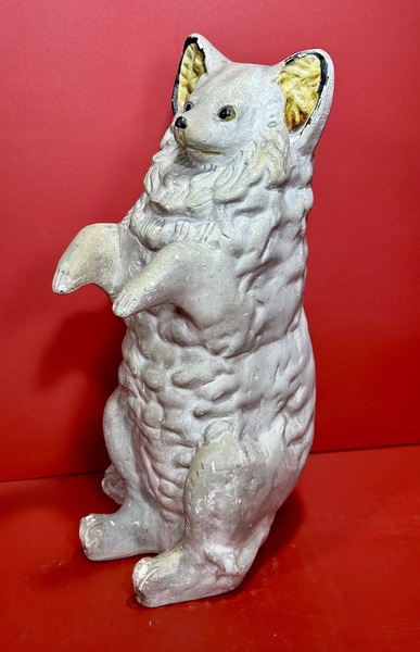 25-024.Pennsylvania Chalkware Hollow Dog-Form Bank