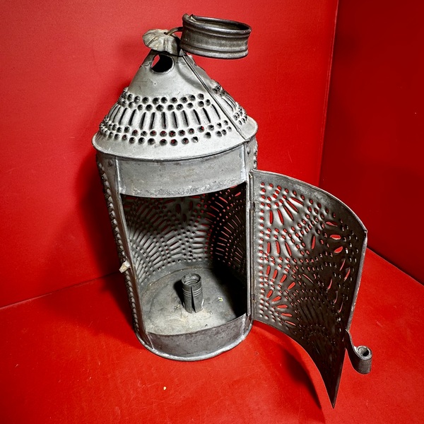 25-082 Pierced Tin Candle Lantern