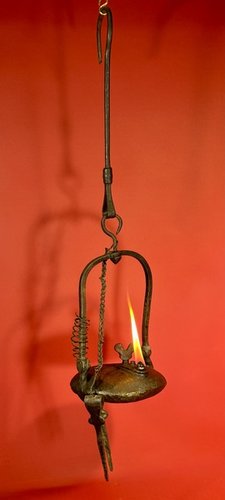 25-084. Cast iron Miner’s lamp with handle