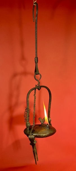 25-084. Cast iron Miner’s lamp with handle