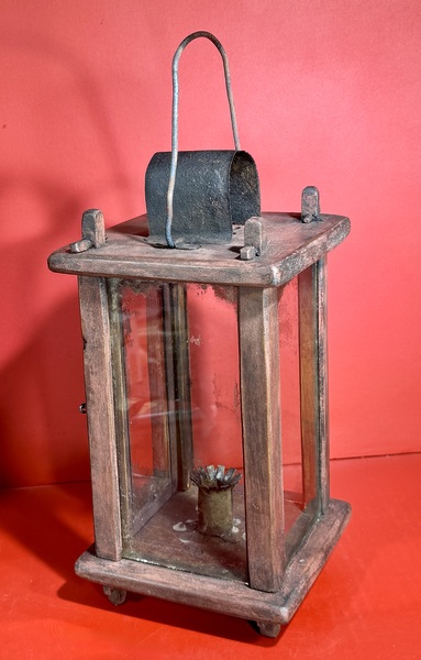 25-106. Small Wooden Barn Lantern with Four Lights