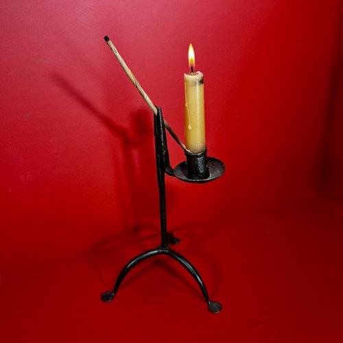 26-041 Wrought Iron Combination Rush / Candle Lamp