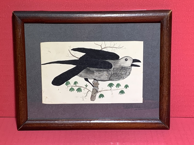 23-140. Watercolor of a bird on a branch