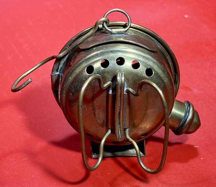 24-221. Brass Whale Oil bicycle or Traveler's lamp