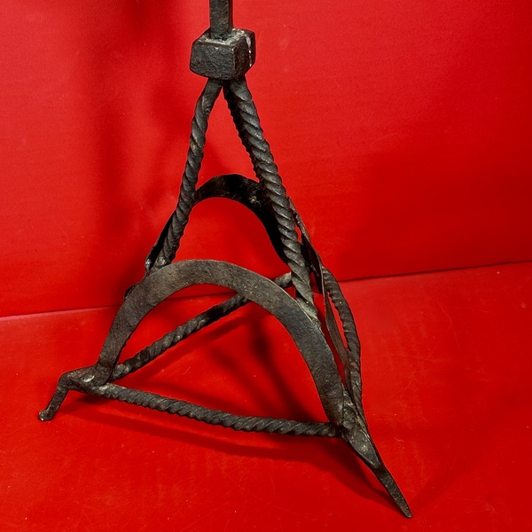26-019 Very Early Spanish Tabletop Iron Candelabra