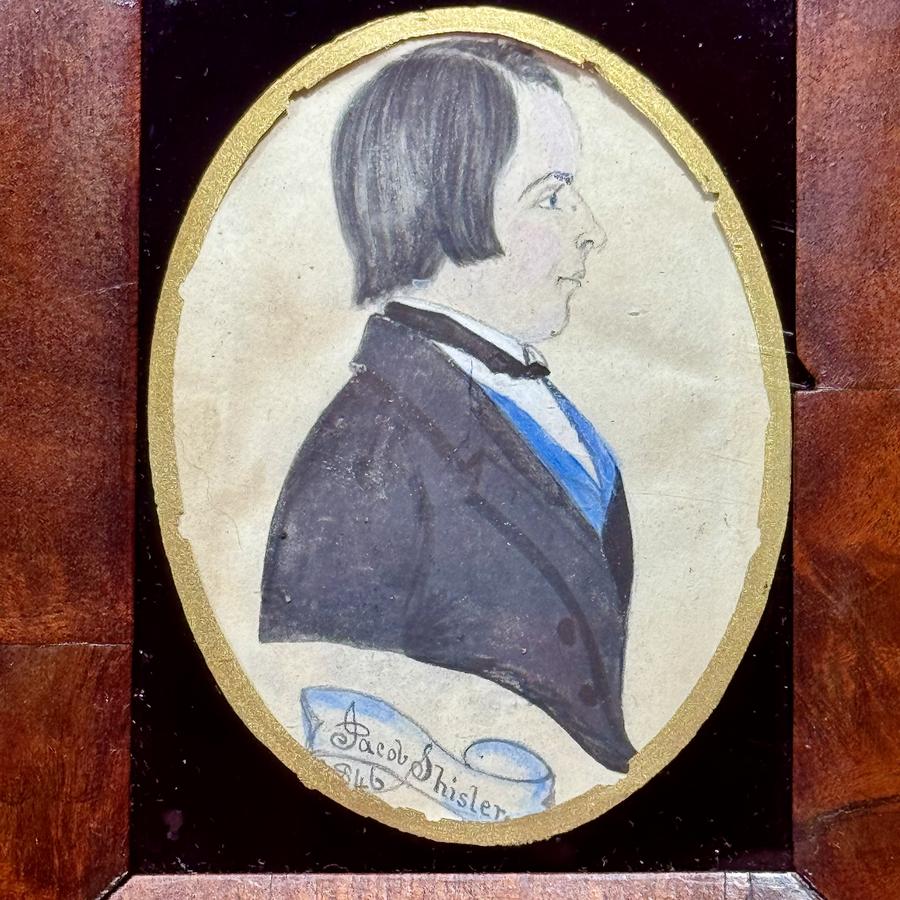 26-123.Pair American Folk-Art Watercolor Portraits