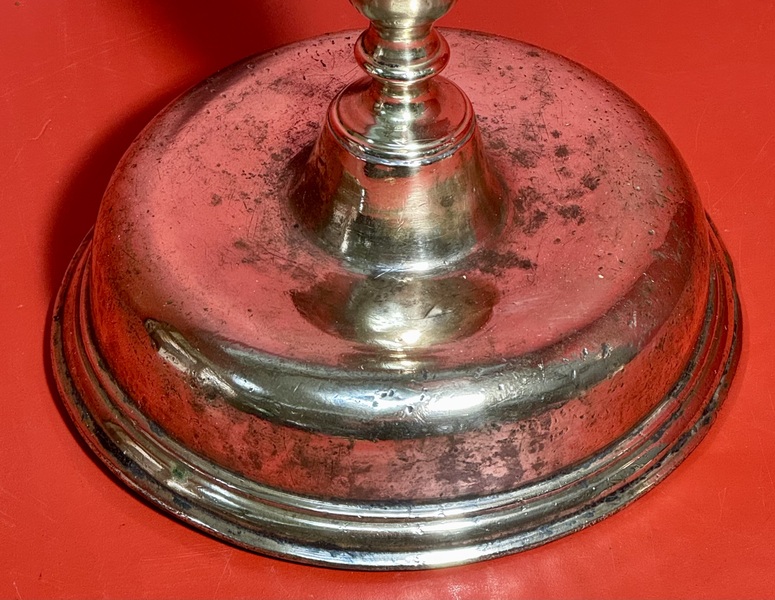 25-036. Early Dutch Brass, Round Base Candlestick