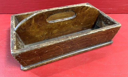 22-032. Utility tray, dovetailed & grain painted