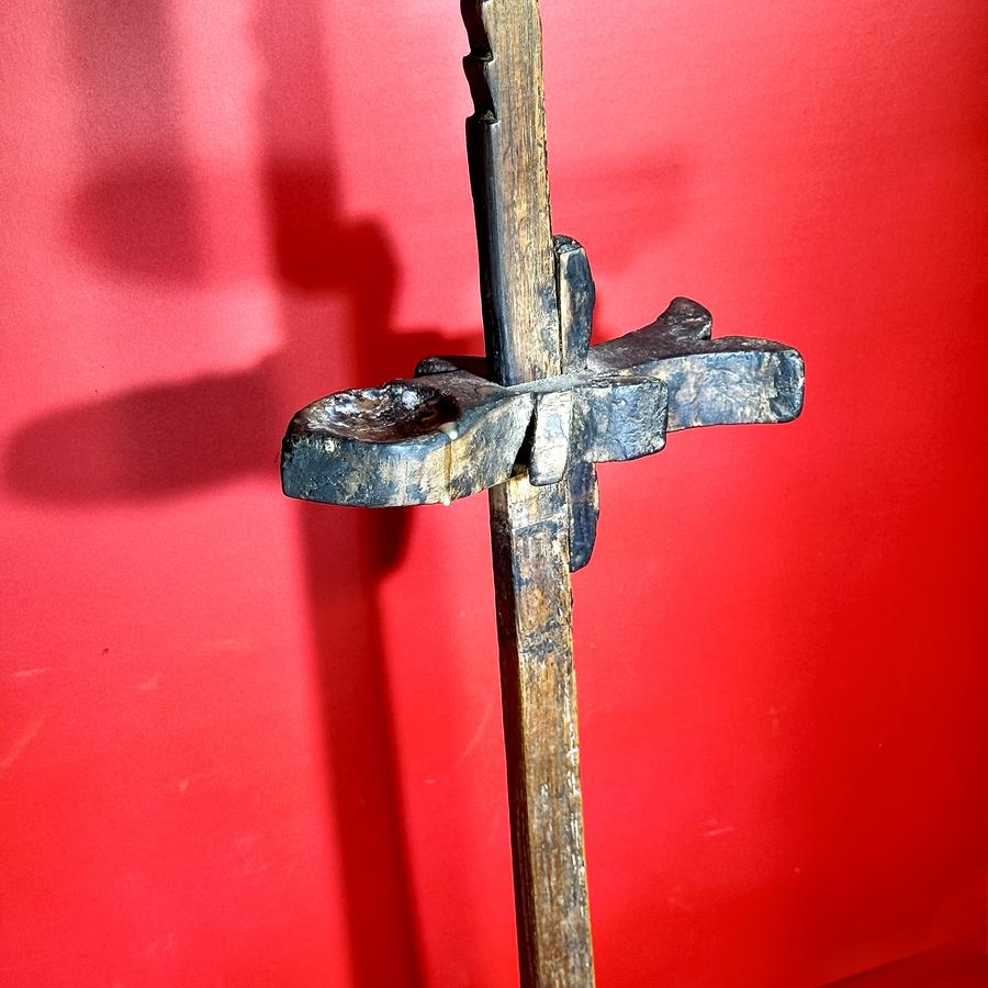 26-012 Primitive Piece of Early Wooden Lighting