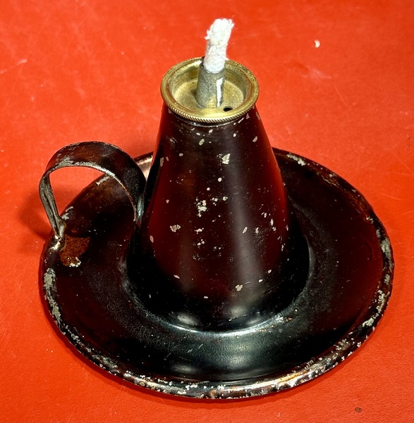 24-216. Miniature Single-Burner Tin Whale Oil Lamp