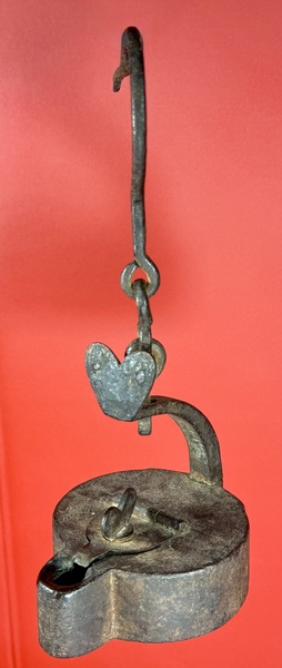 24-058. Heavy Cast Iron Miner’s Betty Lamp