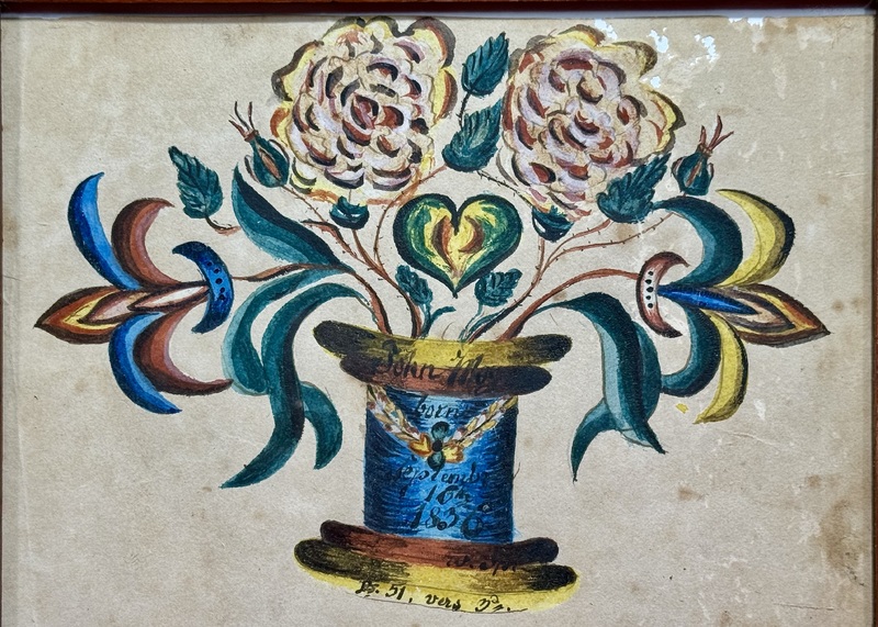 24-094. An ink and watercolor Reward Fraktur