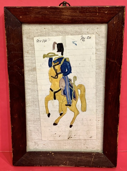23-074. Naïve watercolor drawing of a soldier.
