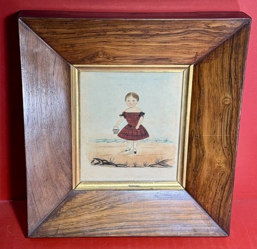 25-183 Watercolor Portrait Young Child & a Basket