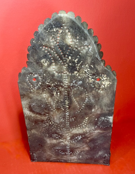 25-131. PA Tin Punch Decorated Two Candle Sconce