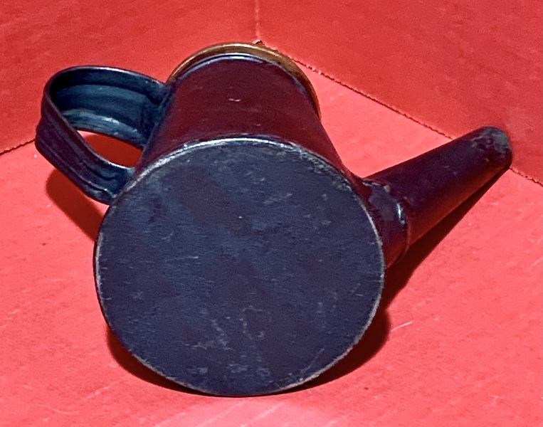 23-043. Tin and brass lamp oil filler