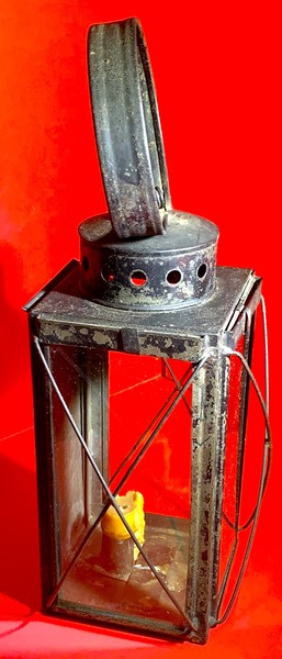 22-229. Barn Lantern with 3 glass panels