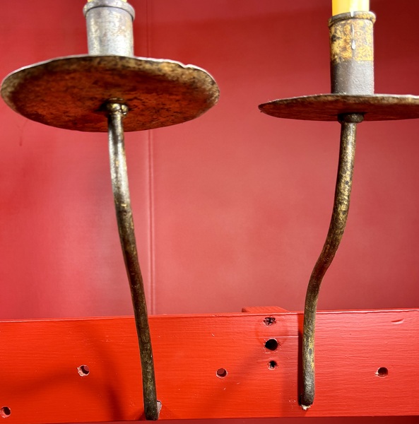 24-241. A Pair of Spiked Single Candle Sconces