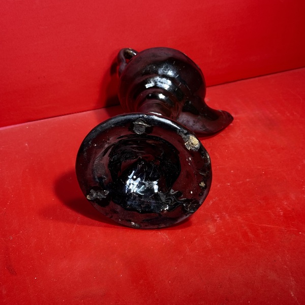 25-157 Unusual Pennsylvania Redware Fat Lamp