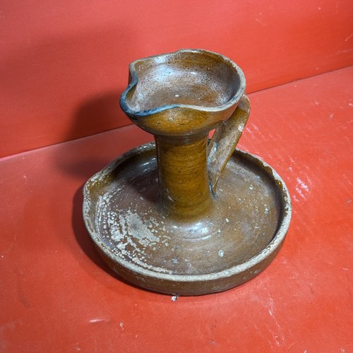 24-277 A Scarce Pennsylvania Redware Fat Lamp