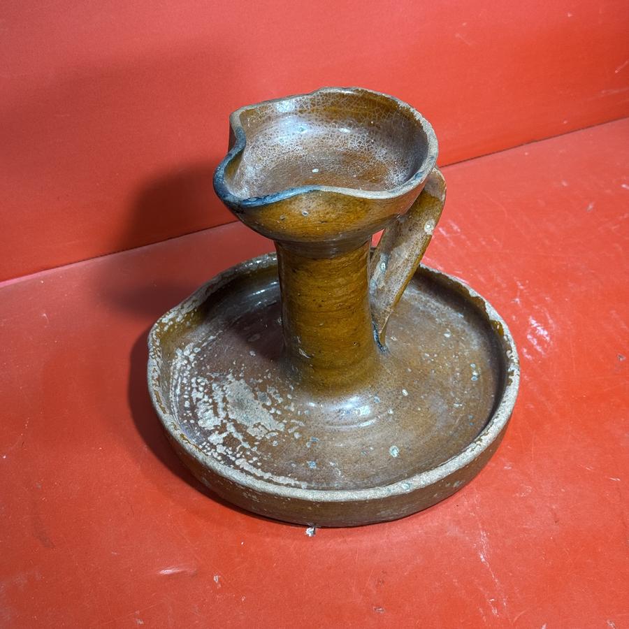24-277 A Scarce Pennsylvania Redware Fat Lamp
