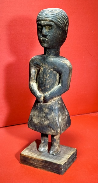 20-015. Chip carved female PowPow medicine doll