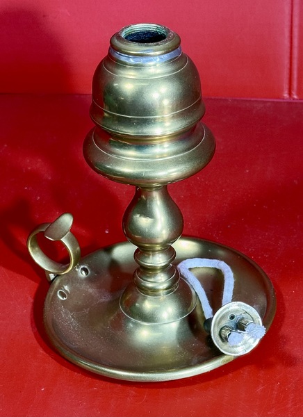 24-244. Early Brass Whale Oil Chamber Lamp