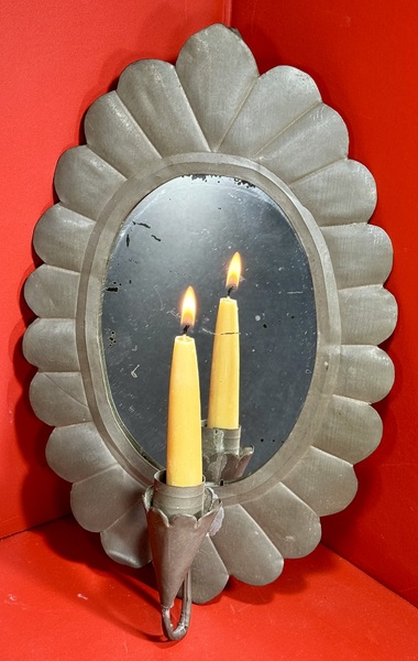 24-084. A Mirrored Tin Candle Sconce