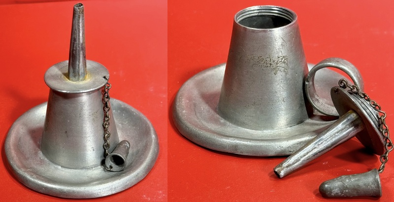 24-143. Miniature Pewter Burning Fluid finger lamp