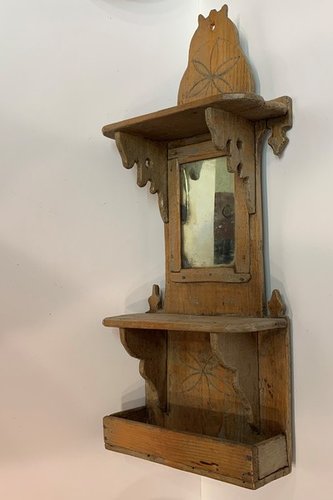 21-187 Wall mounted shaving shelf with mirror