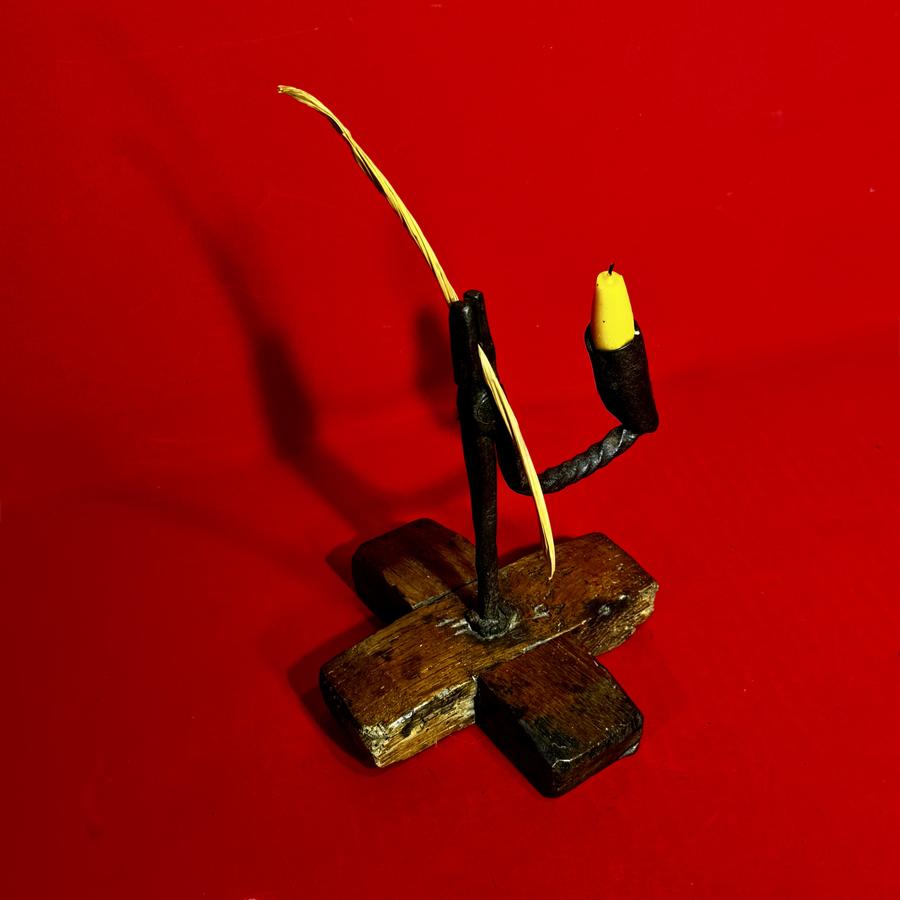 26-062 Wrought Iron Combinations Rush/Candle Lamp