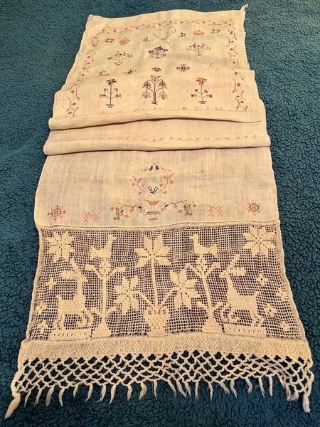 25-148 PA German Embellished Show Towel ca. 1844