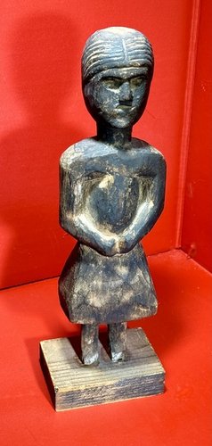 20-015. Chip carved female PowPow medicine doll