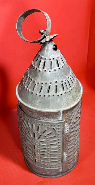 25-052. A Medium-Sized Punched Tin Candle Lantern