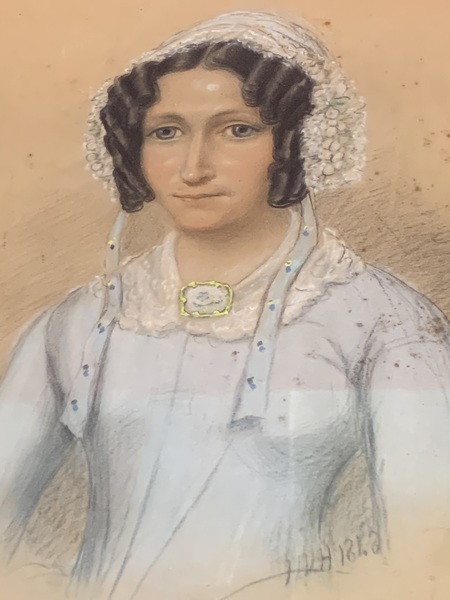 22-053. A pastel and pencil portrait of a woman