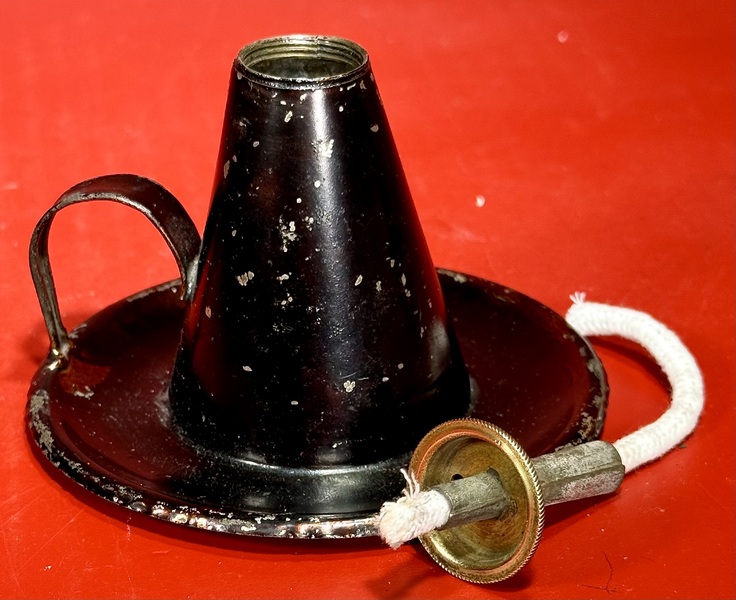 24-216. Miniature Single-Burner Tin Whale Oil Lamp