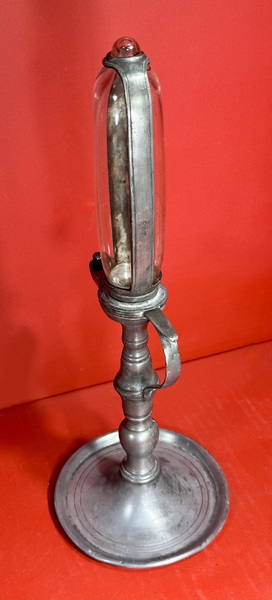 25-177. A Pewter Cardan Time-Keeping Oil Lamp