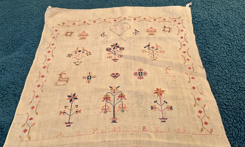 25-148 PA German Embellished Show Towel ca. 1844