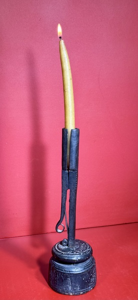 24-228. Early Hand-Wrought Iron, Candle Holder