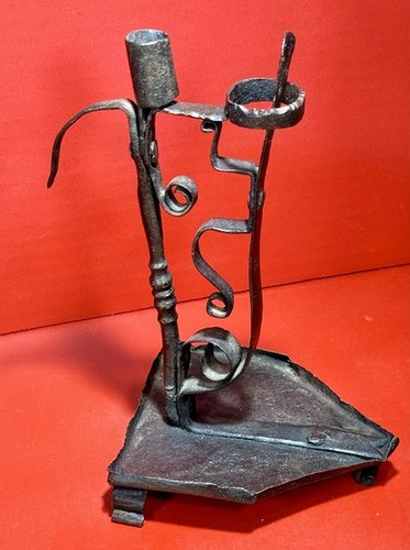 23-144. Early two candle Alpine type candle lamp