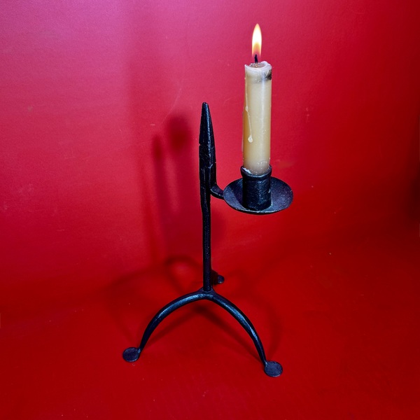 26-041 Wrought Iron Combination Rush / Candle Lamp