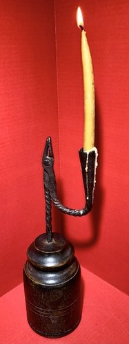 23-109. Wrought iron Rush Lamp with candle socket