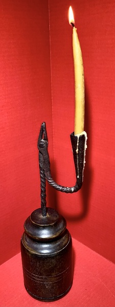 23-109. Wrought iron Rush Lamp with candle socket