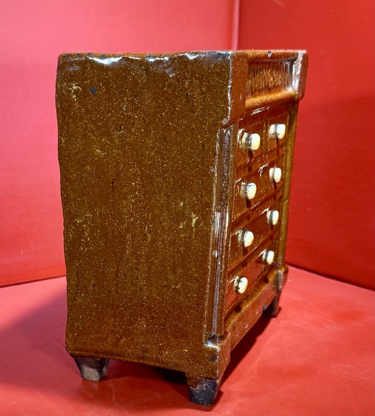 25-068. Large Redware Chest of Drawer’s Form Bank